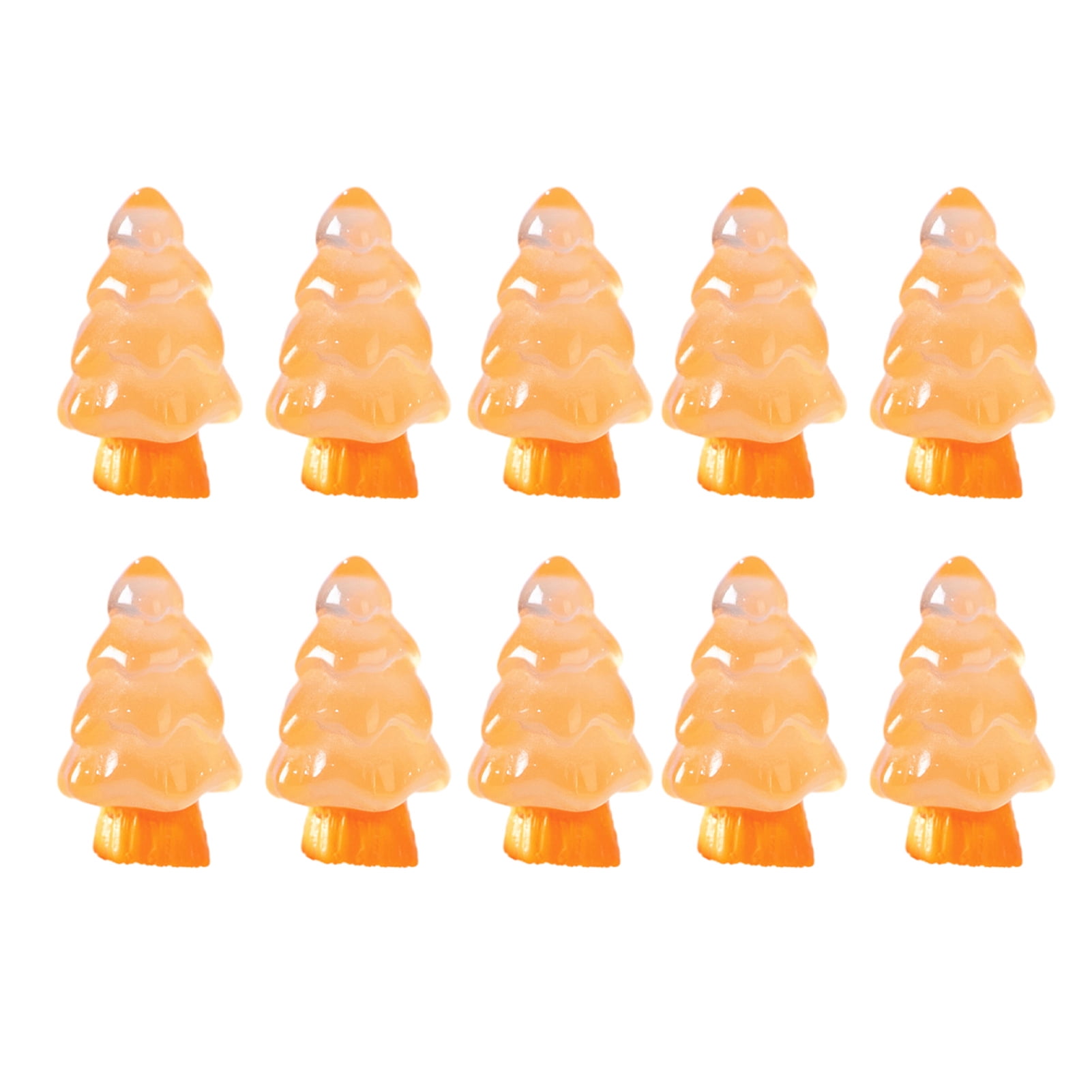 10Pcs Mini Christmas Tree Decorations Glow in the Dark Resin Crafts