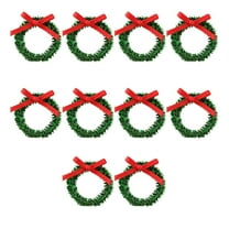 10Pcs Mini Christmas Wreaths, Small PVC Bow Vine Rings for Tree Decor, Miniature Scene Set for DIY Craft Gift(A)