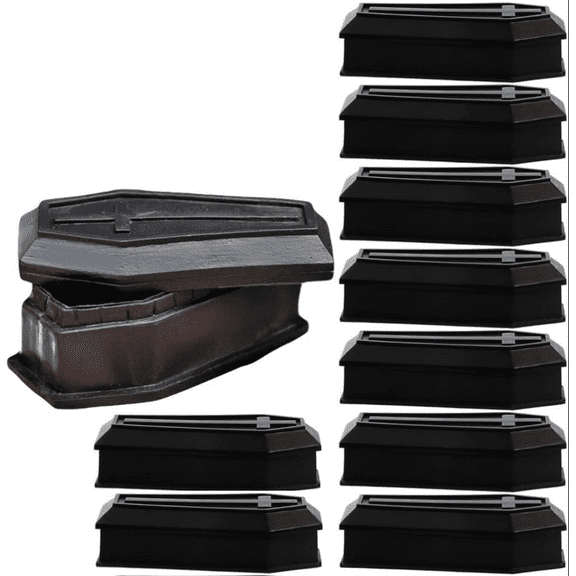 10Pcs Mini Coffin, Halloween Coffin Boxes Small Casket Boxes Coffin Shaped Treat Box Candy Box with Lids Small Storage Container Goth Halloween Decorations Party Favors (Black)
