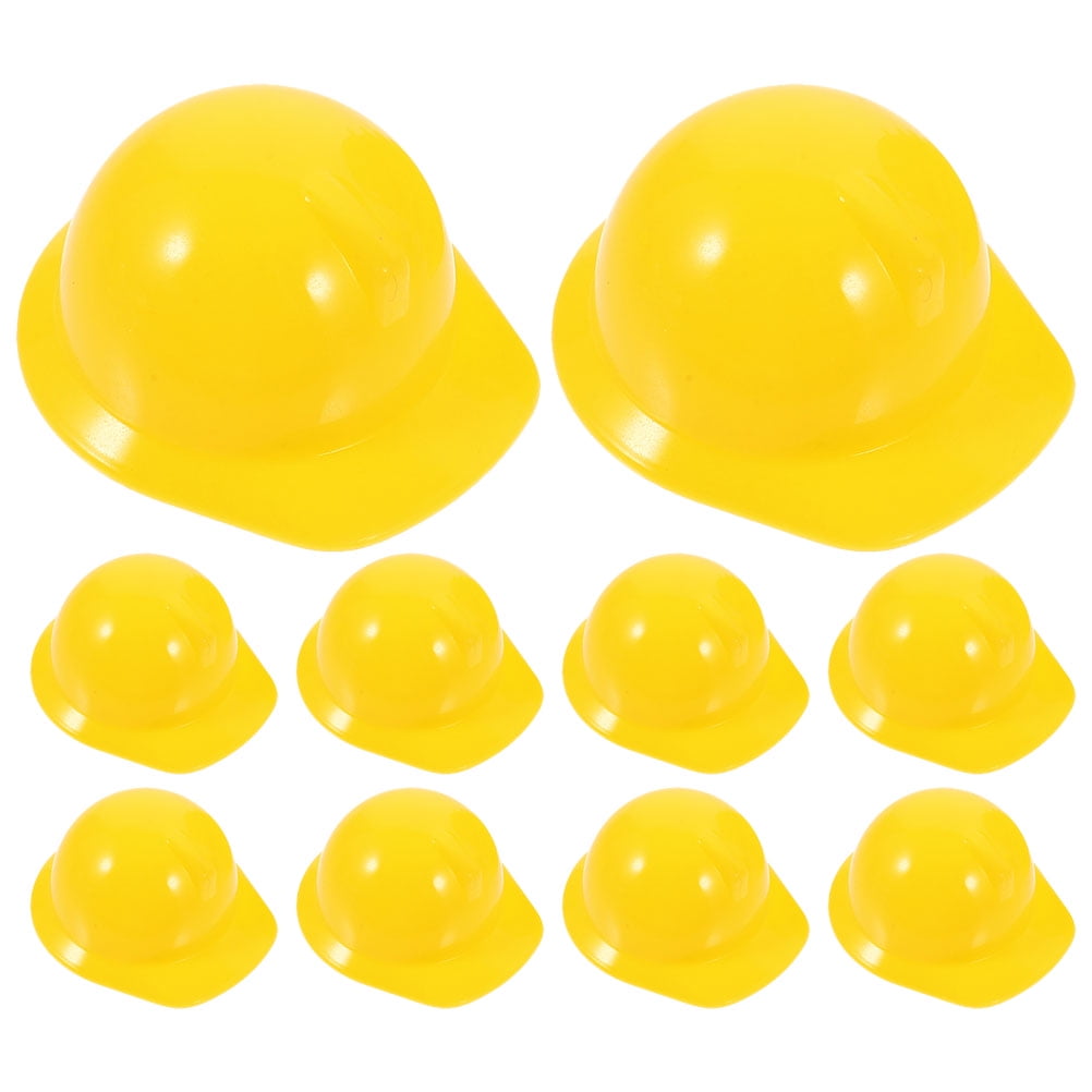 10Pcs Mini Construction Hat Plastic Mini Construction Cap Doll Dress Up