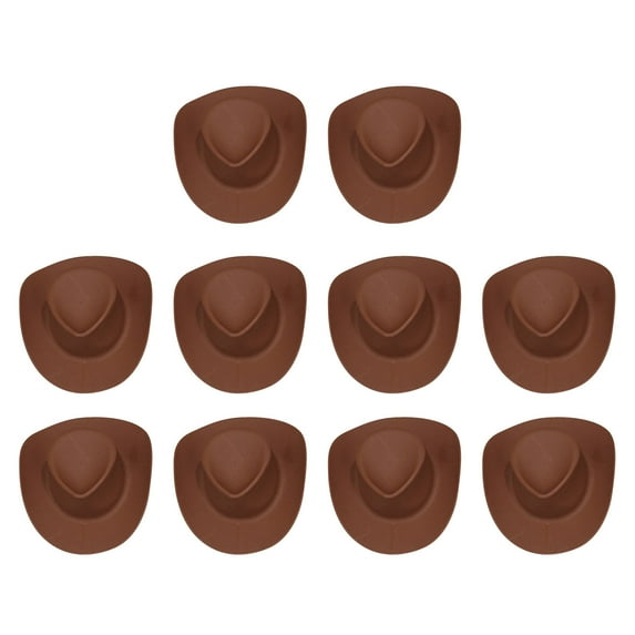10Pcs Mini Cowboy Hats for Dolls, Western Style Party Hats for Dolls, Plastic Cowboy Hat Accessories for Dollhouse Decor, DIY Crafts & Pretend Play
