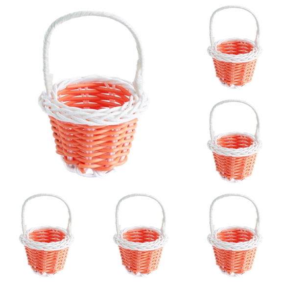 10Pcs Mini Easter Baskets with Handles Farmhouse Woven Storage Rattan Baskets Bulk for Easter Party Favor Picnics Wedding Decoration Craft Supply