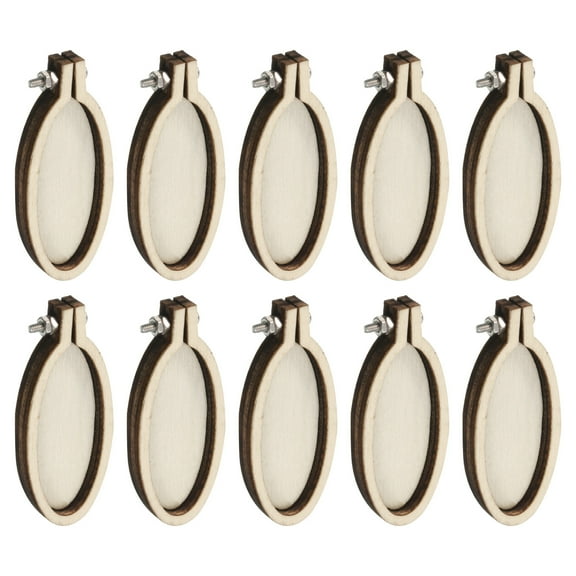 10Pcs Mini Embroidery Hoop 2" x 0.87" Tiny Oval Vertical Cross Stitch Hoops Small Wood Ring Circle
