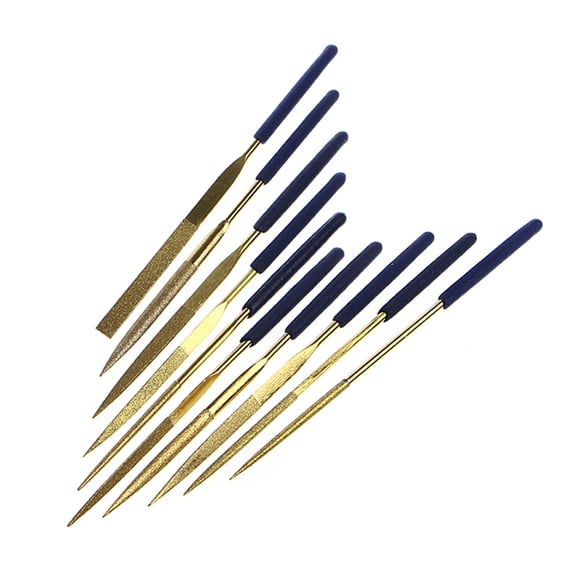 10Pcs Mini Files Titanium Diamond Coating Needle Flat File Set Metal Working Craft Tools 120 Grit