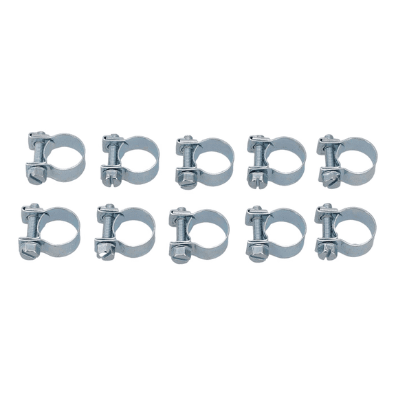 10Pcs Mini Fuel Injection Hose Clamps Adjustable Pipe Hose Clip Tube Clamps Assortment Kit,Carbon Steel Galvanized (18mm-20mm)