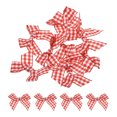 thumbnail image 1 of 10Pcs Mini Gingham Ribbon Bow 1.5" Checkered Fabric Satin Ribbon Bows for Craft Red and White, 1 of 6