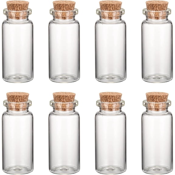 10Pcs Mini Glass Jars Tiny Glass Bottles with Cork Stoppers 10ml Column Clear Glass Bottles