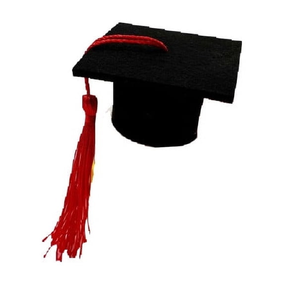10Pcs Mini Graduation Caps Decorations, Class of 2025 Small Grad Hats with Red Tassels Cupcake Toppers Bottle Decor for High School College kindergarten Congrats Party Tiny Supplies Favors