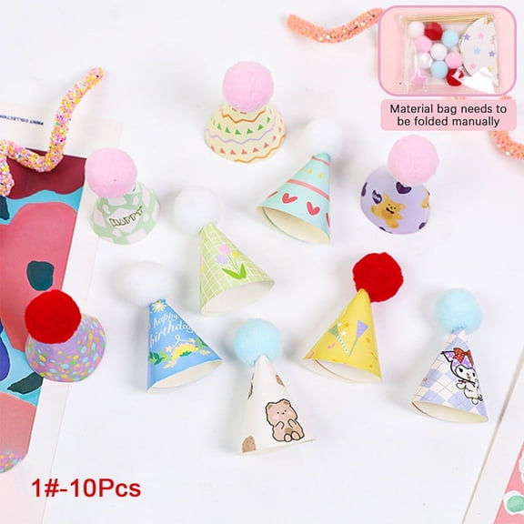 10Pcs Mini Hat Baking Cake Topper Dollhouse Hat Birthday Cap Christmas Decor Toy