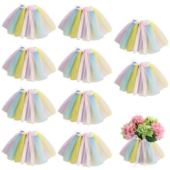 10Pcs Mini Little Princess Tutu Table Skirt,Cute Cake Dessert Skirt,Tulle Wine Bottle Cover,Garland Muslin Table Centerpieces,for Home Christmas Birthday Wedding Decor Pastel Color
