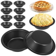 Mini Pie Pans 5 Inch, 10 Pack Reusable Nonstick Carbon Steel Small Pie Tins for Baking, Individual Round Tart Crust Moulds & Chicken Pot Pie Dishes, Black