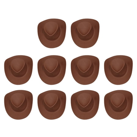 10Pcs Mini Plastic Western Cowboy Hats for Dollhouse Party Decor & Crafts
