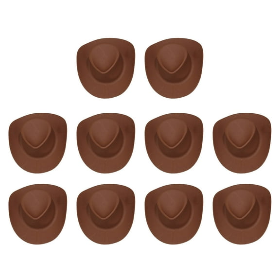 10Pcs Mini Plastic Western Cowboy Hats for Dollhouse Party Decor & Crafts