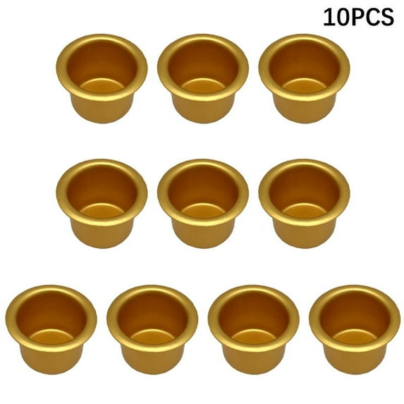 10Pcs Mini Round Candle Cup Gold Silver DIY Candlestick Making Tray Holder Container Accessory Aluminium Home Party Decor