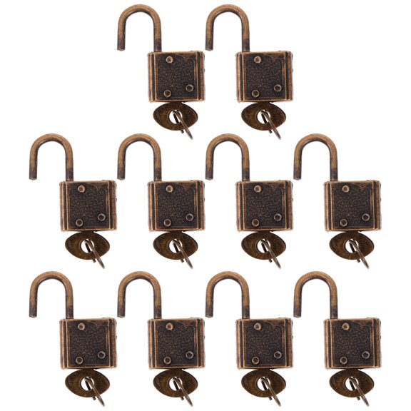 10Pcs Mini Retro Padlocks for Luggage Suitcases and Cabinets Assorted Color Alloy