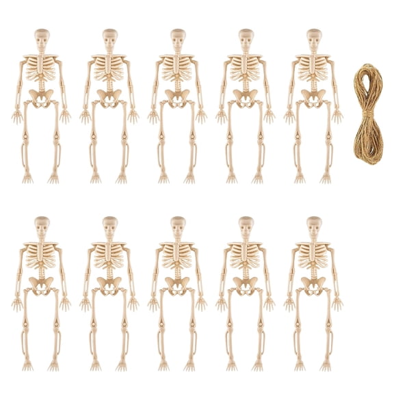 10Pcs Mini Skeleton Figurines, 5.9 Inch Plastic Human Skeleton Ornaments, Halloween DIY Decor Skeleton for Party, Wreath, Micro Scene Decoration