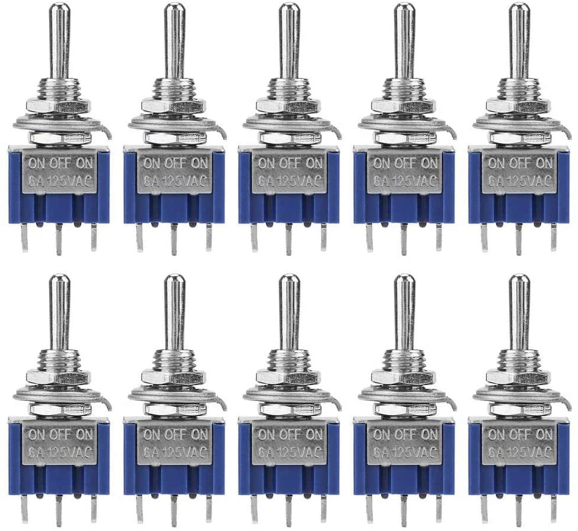10Pcs Mini Toggle Switch On-Off-On Spdt Mts-103 3 Position 3 Pin 6Mm 6A ...