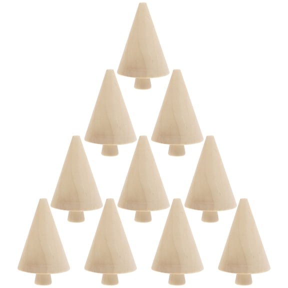 FESTFENDS Wooden Tree Decors Unfinished Mini Trees for Crafts As Shown 10Pcs 2.75X1.65X1.65in