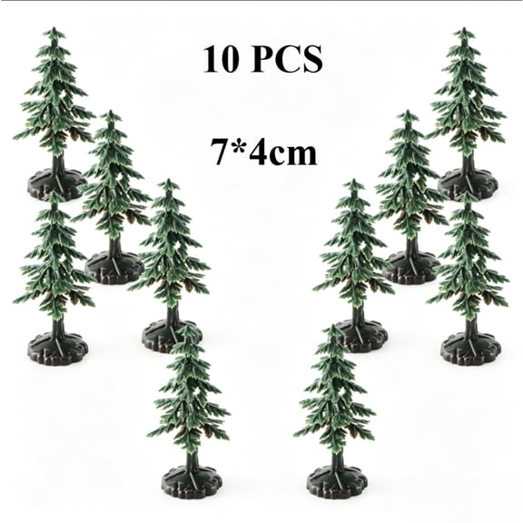 10Pcs Miniature Forest Evergreen Pine Christmas Tree Models, Artificial Holiday Trees for Diorama Sand Table Scenery, Christmas Village Scene Decorative Ornaments Realistic Craft for Home Display,