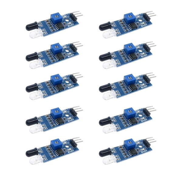 10Pcs Miniature IR Obstacle Detector for Line Tracking & Black/White Line Following 3.3V/5V Input, Compact Design