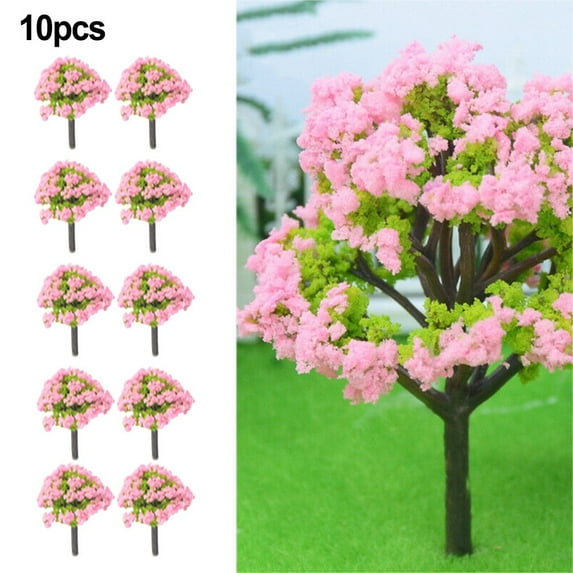 10Pcs Miniatures Landscape Flower Tree Garden Plant Scenery Model 1:100 4cm