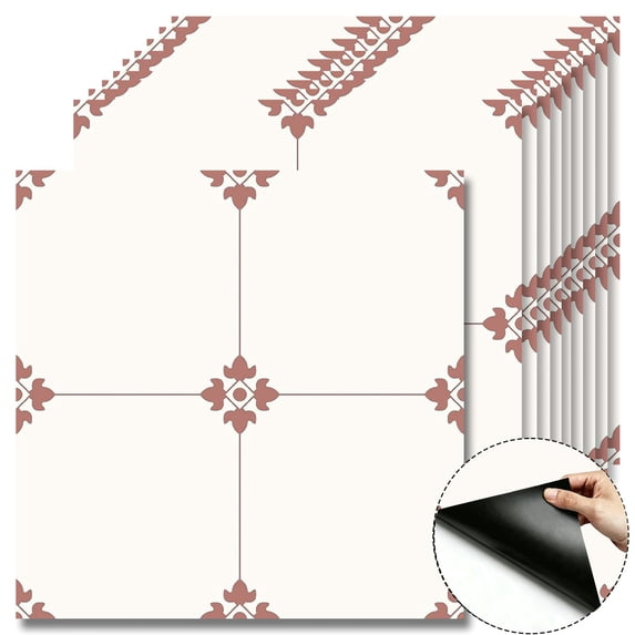 10Pcs Minimalist Floral Peel and Stick Floor Tiles, 12x12 Covers 10 Sq. Ft. SelfAdhesive DIY Vinyl Flooring, Removable and Waterproof Sticker for Living Room, Bathroom, Kitchen, Staircase