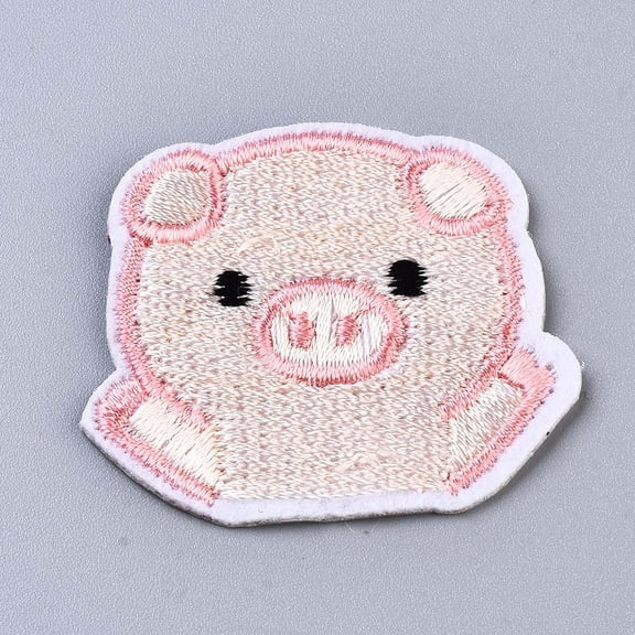 10Pcs Misty Rose Pig Appliques Embroidered Iron On Patches DIY Craft Applique Misty Rose Embroidery Repair Patch for Clothes Dress Hat Jeans Backpack DIY Accessories 35.5x41x1.5mm Colorful