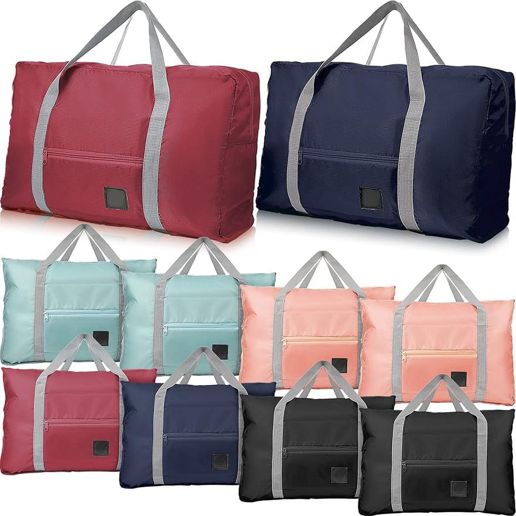 10Pcs Mix Colo Duffel Bags Bulk Foldable Travel Bags Airlines Carry Bags Women Weekender Overnight Tote Bags Lightweight Luggage Personal Item Gift