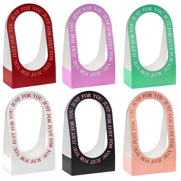 10Pcs Mixcolors Bouquet Boxes with Handles, Elegant Flower Box for Weddings, Birthdays, Sturdy Cardboard Valentine's Day Flowers Packaging for Gifts, Portable Bouquet Packaging for Florist