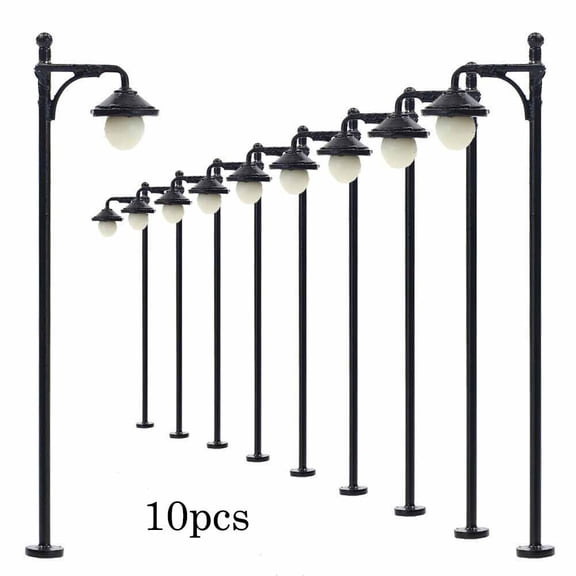 10Pcs Model Railway 65Mm Gauge Lamp H0 / 00 Street Lamp Led 65Mm Light Model Train Railroad Decoration Building Landscape