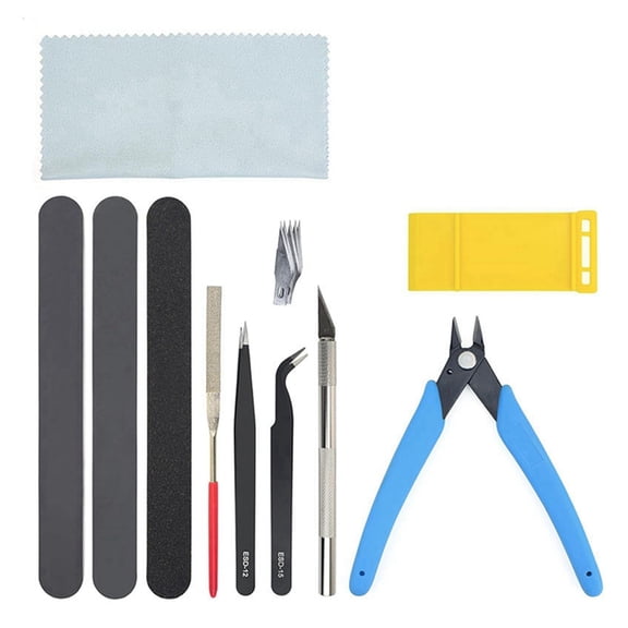 10Pcs Model Tools Craft Set Hobby Building Tools Kit for 3D Model Assembling, Building and Repairing