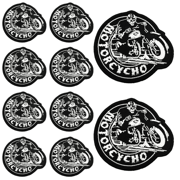 10Pcs Motorcycho Biker Skull Embroidered Patch with Hook and Loop Backing,Vintage Rider Applique Badge for Vests, Jackets, Backpacks, and Clothing