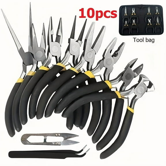 10Pcs Multi-Purpose Pliers Set - Mini DIY Repair Hand Tools Kit for Indoor Outdoor