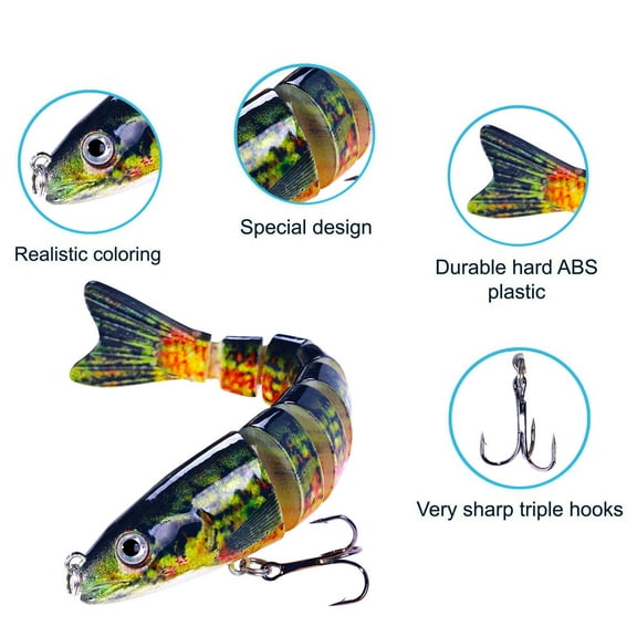 10Pcs Multi Segment Sinking Fishing Lure! Iuhan Multi Fish Fishing Lures, 12.8cm Sinking Hard Bait, Realistic Swimbait with 3D Details for Saltwater Freshwater Bass Trout, Lifelike Artificial Soft