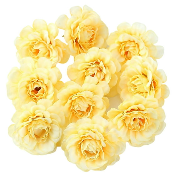 10Pcs Multi-layer Artificial Simulation Flower Heads Wedding Party Home Decor Yellow Silk Cloth