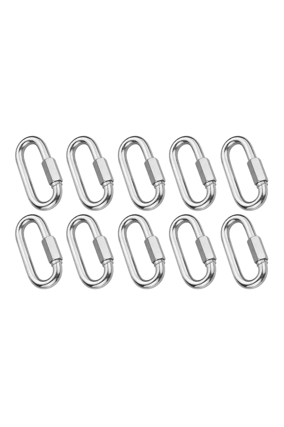10Pcs Multifunctional 304 Stainless Steel M4 Carabiner Quick Oval Screwlock Link Lock Ring Hook