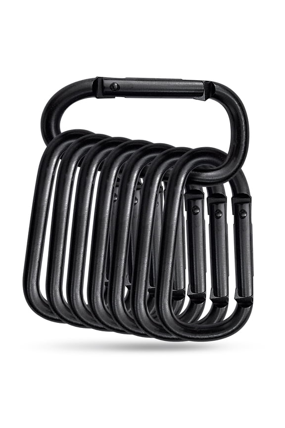 10Pcs Multipurpose Aluminum Carabiner Clips, Heavy Duty D-Ring Keychain Hooks for Camping, Hiking, Outdoor, Key, Pet Leash, Backpack (Black)