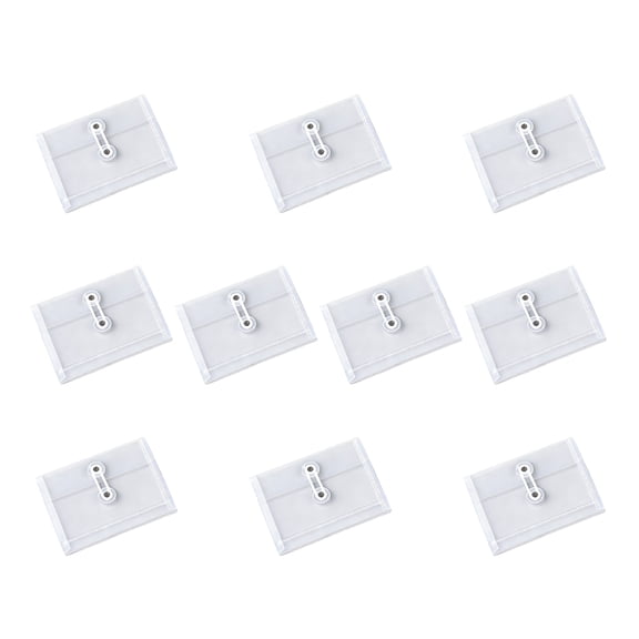 10Pcs Multipurpose Document Envelope with String Closure Waterproof Clear Plastic File Pouches Receipt Bag For Offices