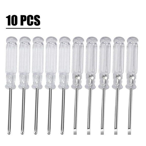 10Pcs Multipurpose Handle Screwdrivers Set Mini Small Slotted Cross Screw Driver Repair Hand Tools 3Mm Transparent Handle