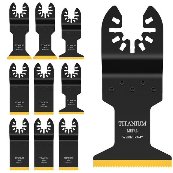 10Pcs Multitool Blades High Speed Steel Titanium Coated Sharp Oscillating Saw Blades Quick Release Oscillating Blades Fast Cutting Saw Blades for Wood Plastic Metal Cutting