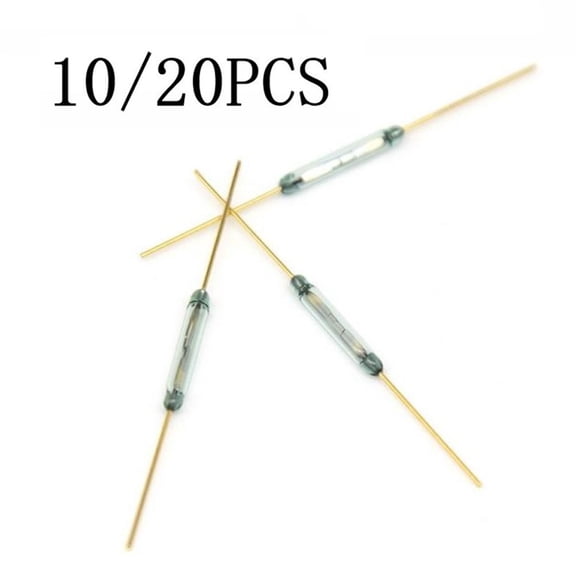 10Pcs N/O Reed Switch Magnetic Switch 2*14Mm Normally Open Induction Switch Gold Foot - Green Tube Smile Home