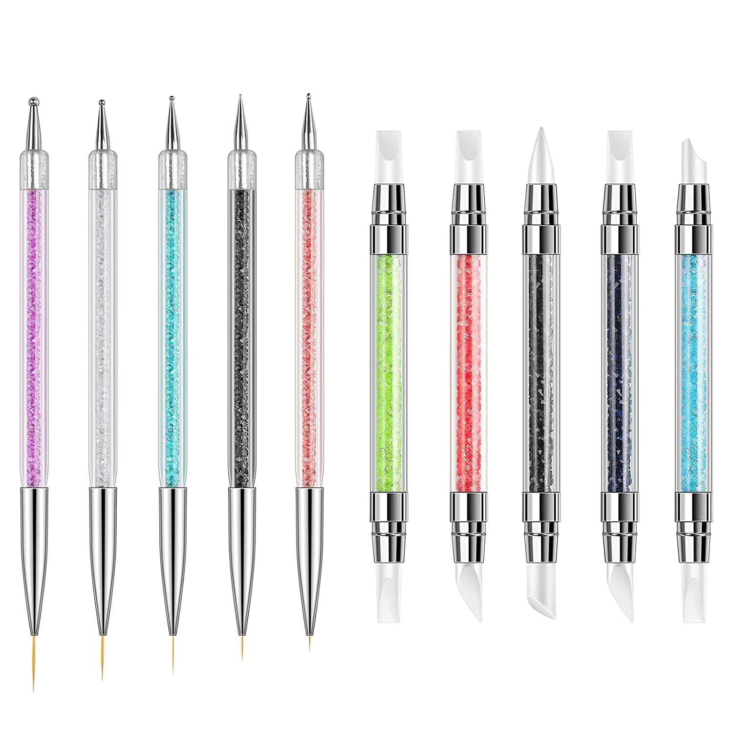 10Pcs Nail Art Acrylic Pen Set DualTipped Silicone Sculpture Pen Gel