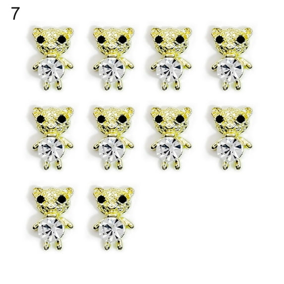 10Pcs Nail Decor DIY Bear Alloy Nail Art Jewelry for Women