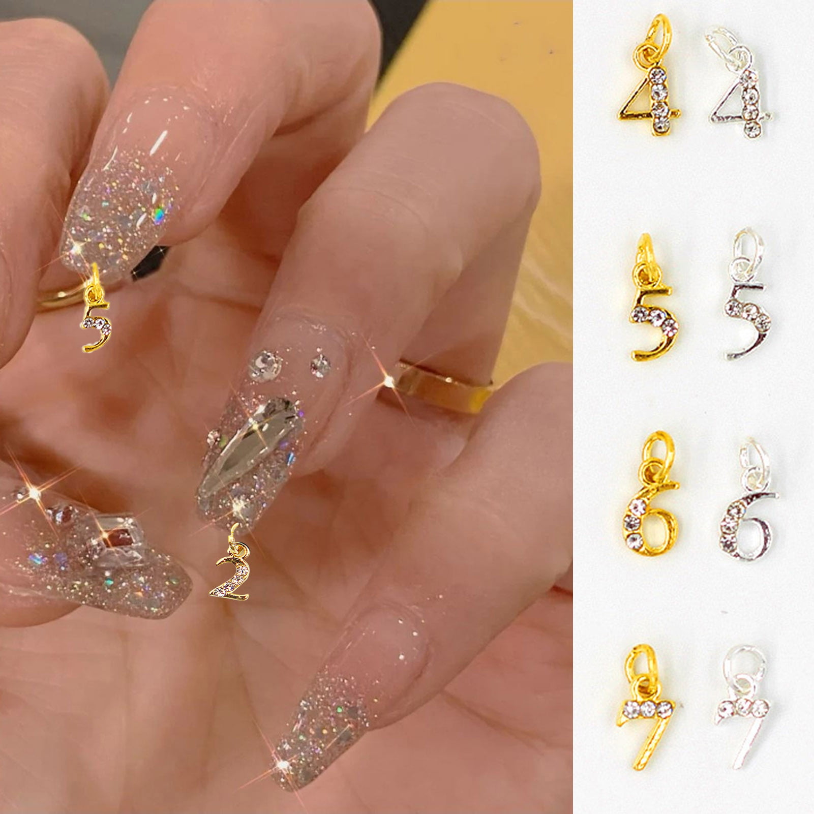 91 PCS Dangle Nail Art Charms, Nail Jewelry Rings with Nail