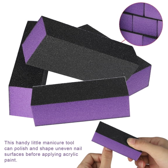 10Pcs Nail Polishing Block Multi-Sided Anti-Abrasion Solid Manicure Buffers File Polish Sanding Tool Purple