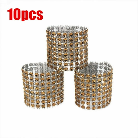 10Pcs Napkin Ring 8 Row Rhinestone Like Napkin Band Serviette Holder Hotel Wedding Banquet Decorations