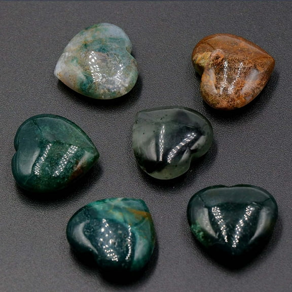 10Pcs Natural Crystal Agate Heart, RRJ Natural Crystal Agate Heart Stone, 20mm Heart-Shaped Polished Agate Crystal, Bare Stone Without Holes for DIY Crafts, Valentine's Day Gift, Home Office Desk