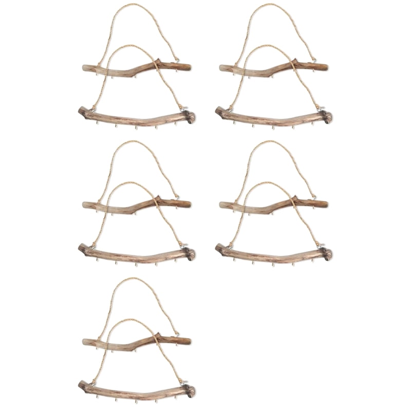10Pcs Natural Driftwood Decorative Branches Farmhouse Home Wall Hanging Decor Hanging Jewelry Organizers with 5 Hooks