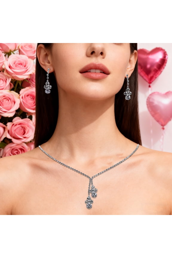 10Pcs Necklace Earrings Set under $5! kkbbma Delicate Collarbone Necklace Earrings Sweet Light Luxury Jewelry, Valentine's Gift Everyday Wear, Romantic Present for Women Girlfriend