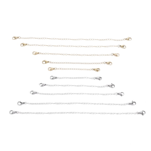 10Pcs Necklace Extender Set Double Headed Household Gold Silver Necklace Chain with Lobster Clasp